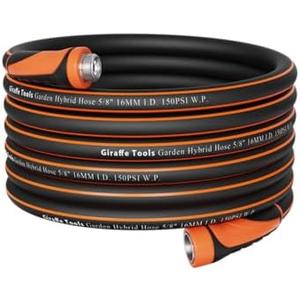 Giraffe Tools Garden Hose 75ft x 5/8", Water Hose Heavy Duty, Flexible, Lightweight Hybrid Hose with Swivel Handle, Male to Female Fittings, Burst 600 PSI