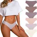 SHARICCA Women Seamless Cheeky Bikini No Show Panties Ladies Invisible Breathable Briefs Soft Stretch Underwear Multi Pack (X-Small, (6 Pack) Warm Soul)