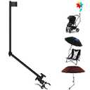 Heavy Duty Umbrella Holder - Adjustable Clamp, Deck Mount, Universal Stand for Mobility, Patio, Stroller, Wheelchair, Beach Chair