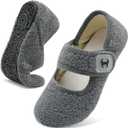 Scurtain Comfy House Slippers for Women Men Wide Diabetic Sock Slippers Soft Slip On Slippers Cozy Barefoot House Shoes (10.5-11 Women/9-9.5 Men, Grey), 44-45
