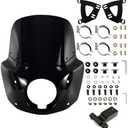 FATECIM Motorcycle 5.75" Headlight Fairing with 11" Dark Smoke Windshield Windscreen & 48-58mm Mounting Kit Headlight Extension Block For Harley 2018 2019 2020 2021 2022 Softail FXBB Street Bob