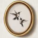 JarThenaAMCS Vintage Gold Framed Wall Art Hummingbird Canvas Prints Ornate Antique Style Picture Frame Sketch Painting for Living Room Bedroom Home Farmhouse Mantel Table Wall Decor, 11.4 x 9.6 Inch