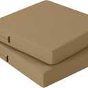 idee-home Outdoor Chair Cushions Set of 2, Waterproof Outdoor Seat Cushions for Patio Furniture, Outside Replacement Chair Pad with Ties for Lawn Deck Porch, 26.5 x 26.5 (Dark Khaki)