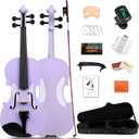 ADM Acoustic Violin for Kids Beginners,1/2 Size Acoustic Violin Fiddle for Teens Students Violin Starter Kit with Hard Case, E-Tuner, Rosin, Shoulder Rest, Bow, Extra Strings, Free Lessons, Purple
