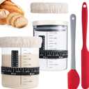 Sourdough Starter Glass Jar, 26 OZ Large Wide Mouth Jar for Sour Dough Starter, Easy to Use Sourdough Bread Baking Supplies Kit for Beginners and Pro, 2 Pack