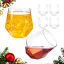 LUODA 32 Pack Clear Plastic Stemless Glasses, 12 Oz Clear Plastic Diamond Glasses, Disposable Whiskey Glasses for Birthday, Housewarming Glasses For Liquor