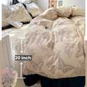 4pcs Duvet Cover Set Queen Size-Washed Cotton Ultra Soft Ruffle Bedding Set includ 1 Duvet Cover with Zipper Ties,1 Fitted Sheet with Bed Skirt, 2 lace Pillow Shams for All Season (Beige)