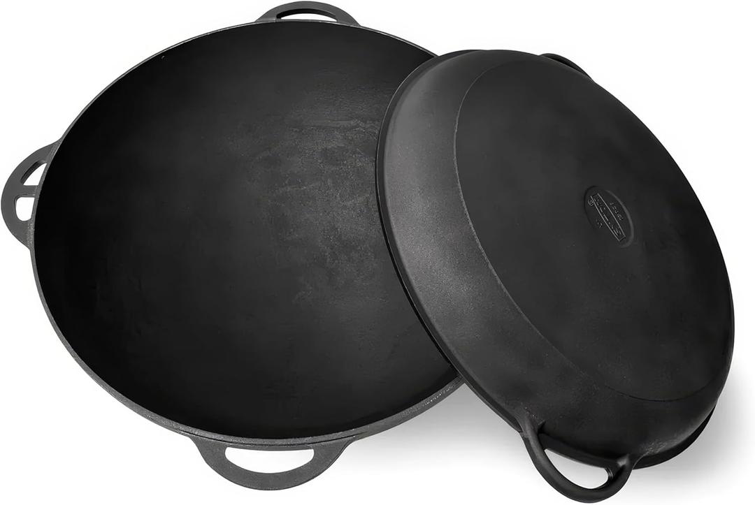 Dutch Oven Pot with Lid Syton (8.5 Quarts (8 L) - Camping Dutch Oven - Cast Iron Cookware Set - Uzbek Kazan Cast Iron  Premium Camping Cookware  2 in 1 Lid as Frying Pan + Cauldron