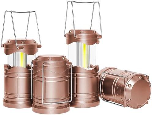 Lichamp LED Camping Lantern, 4 Pack Battery Powered Flashlight for Power Outages, Portable Collapsible Hanging Light Essential for Home, Outdoor, Emergency Lamp Survival Kit Gear for Hurricane,B4RG