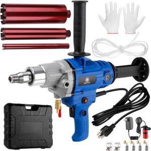 Diamond Core Drilling Machine,concrete core drill,Thread Core Drills Rig with Water Pump Water Pipe equipped,Wet & Dry Core Drill Rig with three industrial-grade drill bits, for Concrete Brick Stone