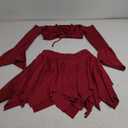 Ophestin Womens Y2K Fairy Dress Off Shoulder Handkerchief 2 Piece Skirts Set Fairycore Halloween Dress (Small, Burgundy)