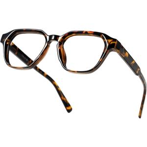 TIJN Blue Light Blocking Glasses, Anti Eyestrain UV Protection, TR90 Square Frame Glasses Chic Preppy Look for Women and Men