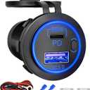 83W 12V USB Outlet, 18W QC 3.0 USB A & 65W PD USB C Car Charger Socket with ON Off Switch for Car Golf Cart Boat Marine Bus Truck RV Marine Motorcycle