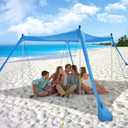 Beach Tent Sun Shelter with UPF 50+ UV Protection, Beach Canopy Sun Shade 11x11 FT with Sandbags, Poles and Ground Pegs and Anti-Wind Ropes, Pop Up Tent for Camping, Backyard and Picnics