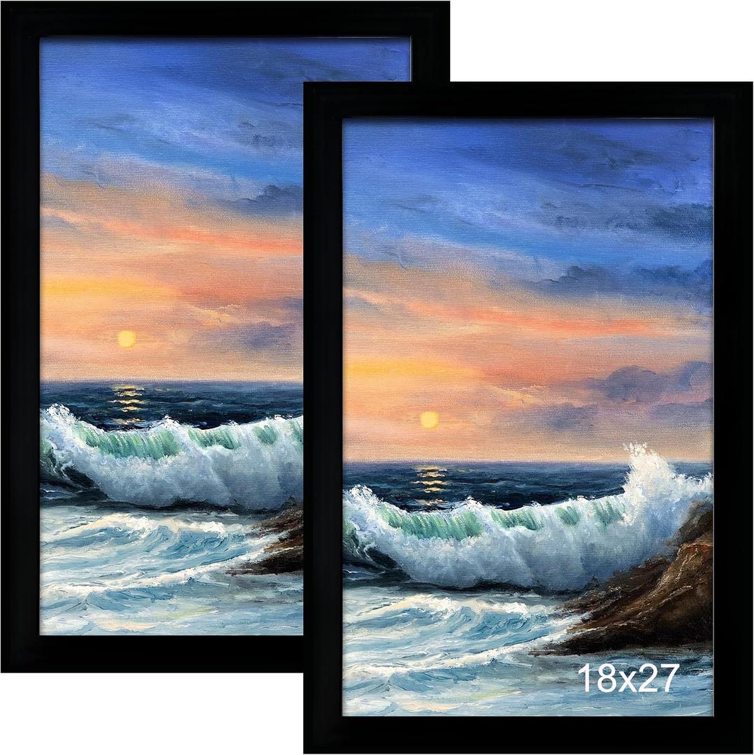LUCKYLIFE 18x27 Picture Frame, Wall Hanging Poster Frames, Display Pictures 18 x 27 without Mat, Pack of 2, Black