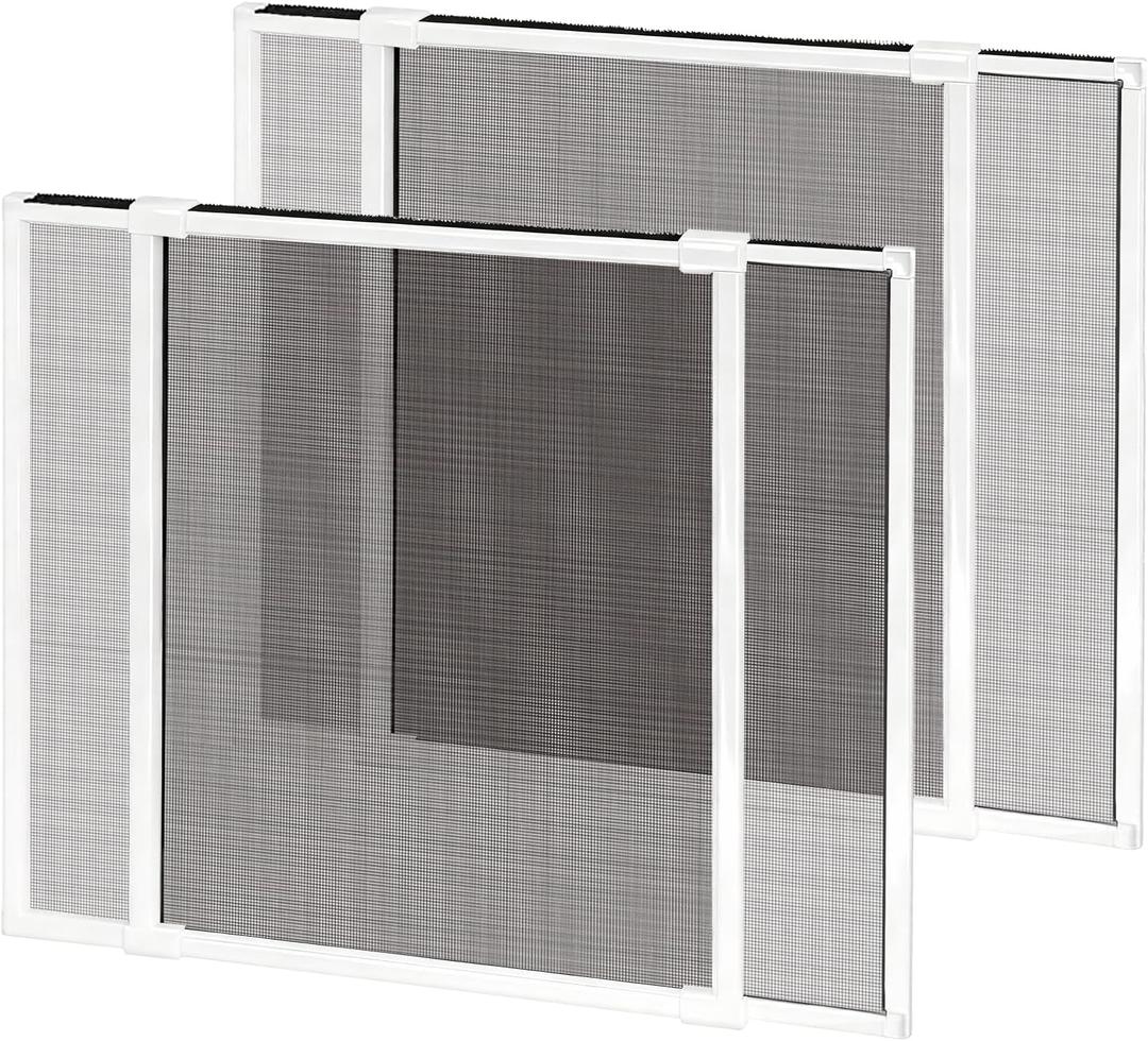 2 Pack Expandable Window Screen, 2 Way Adjustable Sliding Window Screen, Horizontal (24" H x 25" - 45" W), Horizontal and Vertical Adjustable, Replacement Screen for Window, Window Screens Mesh