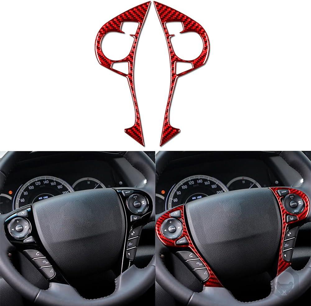 Real Premium Carbon Fiber Sticker Car Inner Steering Accent Trim Compatible with Honda Accord 2013 2014 2015 2016 2017 Interior Cover Accessories Red Style-E