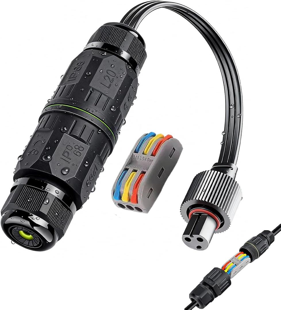 Splice Connectors for Govee Permanent Outdoor Lights, Compatible with Govee H705A H705B H705C H706A H706B H706C, IP68 Waterproof Wire Connector for Dots String Lights, Black (Female)