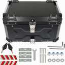 labwork 65L Motorcycle Top Case Tail Box with Mounting Plate Hard Aluminum Alloy Watertightness Security Lock Against Theft Black Metal Motorcycle Trunk Tour Tail Box