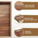 MAONAME Extra Large Ottoman Tray, 22 x 18 inches Acacia Wooden Serving Tray for with Handles,Farmhouse Wooden Decorative Trays, Coffee Table Trays for Living Room, Countertop, Charcuterie