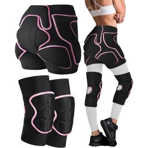 Eurzom 3 Pcs Snowboard Protective Gear Set for Women Impact-Resistant Hip Butt Padded Shorts and 2 Knee Pads for Snowboarding, Skiing, Skating, and Outdoor Winter Sports