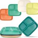 DYB DONGYONGBAO Wheat Straw Divided Plates For Adults & Kids, 10 Inch Square, Reusable Compartment Plates, Microwave & Dishwasher Safe (5 Pcs)