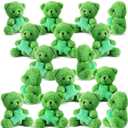 Liliful 20 Pcs St. Patrick's Day Stuffed Animals Bears Bulk Gifts Mini Soft Plush Bear Toys 4 Inch Small Cute Stuffed Toy with Shamrock Mini Throw Pillow for Irish St Patricks Day Gifts Party Favor