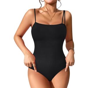Eleady Shapewear Bodysuits for Women - Body Shaper Tummy Control Sleeveless Bodysuit Square Neck Tank Tops (Large, Black)