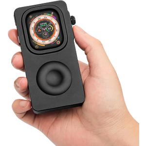 Aluminum Alloy Case for Apple Watch 49mm 44mm 45 46 42 40 41mm-Turn Your Apple Watch into a Smartphone,Retro iPod Style Metal Protective Cover with Click Wheel (Black, 49mm- Ultra 3 2 1)