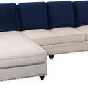 PrinceDeco Sectional Couch Covers Velvet Cushion Covers for Sectional Couch Washable Cushion Covers for Sectional Sofa Pet Friendly Sectional Sofa Slipcovers(1 Chaise Back+ 3 Sofa Back,Taupe)
