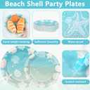 Seashell Beach Party Plates Napkin Fork Nautical Coastal Birthday Party Tableware Set Ocean Starfish Dinnerware Supply for Summer Holiday baby shower Wedding Bridal Decoration favor Serve 50