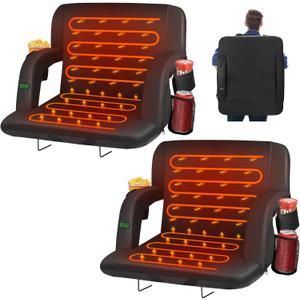 HOPERAN 2pcs Dual-Sided Heated Stadium Seats for Bleachers with Back Support, 3 Levels Heating Stadium Seating for Bleachers Seat with Backrest, 5 Pockets Portable Stadium Chair for Outdoor (21", Black) HOPERAN 2pcs Dual-Sided Heated Stadium Seats for Bleachers with Back Support, 3 Levels Heating Stadium Seating for Bleachers Seat with Backrest, 5 Pockets Portable Stadium Chair for Outdoor (21", Black)