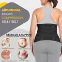 Postpartum Belly Band Abdominal Binder Post Surgery C-section Belly Binder Wrap Girdle Recovery Belt Back Support (Black, Large)