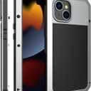 Compatiable with iPhone 15 Case,360 Full Body Protective Cover Heavy Duty Shockproof Tough Armour Aluminum Alloy Metal Case with Silicone Built-in Screen Protector - Silver