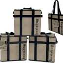 Natural - Oxford 3 Pack. Collapsible Insulated Reusable Bag Box.