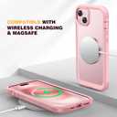 Diaclara Designed for iPhone 15 Case 6.1 Inch,Upgraded Full Body Rugged Clear Bumper Case with Built-in Privacy Screen Protector for iPhone 15,Pink