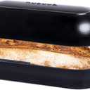 Enamelled Cast Iron Bread Loaf Pot  Dutch Oven For Sourdough Bread Baking  Oven Safe Non Stick Bread Pot  Rectangular, Black, 34cm x 16cm  by Nuovva