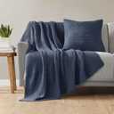 Ink+Ivy Bree Knit Throw Blanket for Bed, Sofa, and Couch, Lightweight, Breathable, Soft & Cozy Summer Blanket, Throw (50 in x 60 in), Indigo