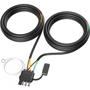 4 Pin 5 Wire Trailer Wiring Harness, 26FT Trailer Wiring Harness Kit, Boat Trailer Wiring Harness, 5 Wire 4 Pin Flat Trailer Connector, for Connection of Tail Lights, Brake Lights and Turn Signals
