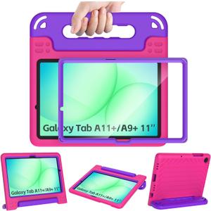 AVAWO Shockproof Kids Case for Samsung Galaxy Tab A11+ Plus/A9+ Plus 11 inch with Built-in Screen Protector, Rose+Purple
