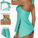 RXRXCOCO Mesh Halter Tankini Swimsuits for Women Tummy Control Swimsuit Asymmetrical Flowy High Waisted Bathing Suits (S)