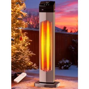 Uthfy 37 Inch Outdoor Electric Patio Heater, 1500W Infrared Heater with Remote, 12H Timer, IP65 Waterproof, Portable Tower Heaters for Home, Garage, Porch, Shop, Backyard, Indoor and Outdoor Use
