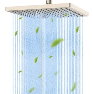 Hibbent Thickness Metal Rain Shower Head, 10'' High Pressure Rainfall Shower Head, Square Bathroom Waterfall Shower Heads, High Flow Fixed Showerheads with Adjustable Brass Ball Joint, Brushed Nickel