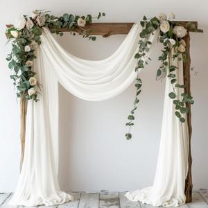 Wokceer Wedding Arch Draping Fabric 28.7" x 20FT Ivory Drapes Sheer Fabric Backdrop Arch Draping Fabrics for Wedding Ceremony Birthday Party Bridal Shower Decoration (1 Panel)