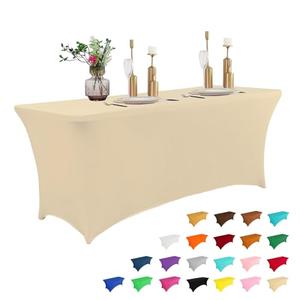 IVAPUPU 6FT Table Cloth for Rectangular Fitted Events Stretch Champagne Table Covers Washable Cover Spandex Tablecloth Protector for Party, Wedding, Cocktail, Banquet, Festival