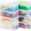 8-Pack Clear Pencil Cases and Pencil Boxes, Stackable Plastic Pencil Box with Snap Lid, Large Capacity for Markers and Art Supplies for School, Office and Desk Organization  Rectangular Large