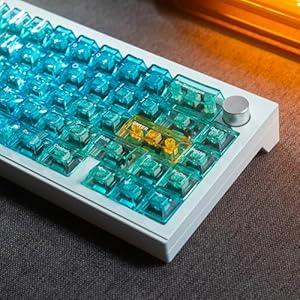 Blue Crystal Clear Keycaps Set, 156 Keys Cherry Profile Transparent Keycaps for 60% 65% 75% 100% Backlit Wireless Gateron Mx Switches Mechanical Gaming Keyboard