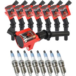 CarBole 8 Pack Curved boot Ignition Coils & Spark Plug SP479, 15% More Energy for Ford F-150 F-250 F-350 4.6L 5.4L V8 DG508 DG457 DG472 DG491 4.6L 5.4L V8 Lincoln Mercury Crown Victoria Expedition (8 Coils & 8 Spark Plugs)