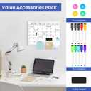 8 x Monthly Calendar Dry Erase Board for Wall, 16"x12" Double-Sided Magnetic Calendar White Board with Hooks, Silver Aluminum Alloy Frame Hanging Whiteboard for Office, Home, School