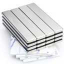 16 Pack Strong Neodymium Bar Magnets with Double-Sided Adhesive, MIKEDE Rare Earth Metal Neodymium Magnet - 60 x 10 x 3 mm (Silver)